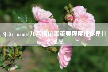 广元九宫格位置重要程度排序是什么意思